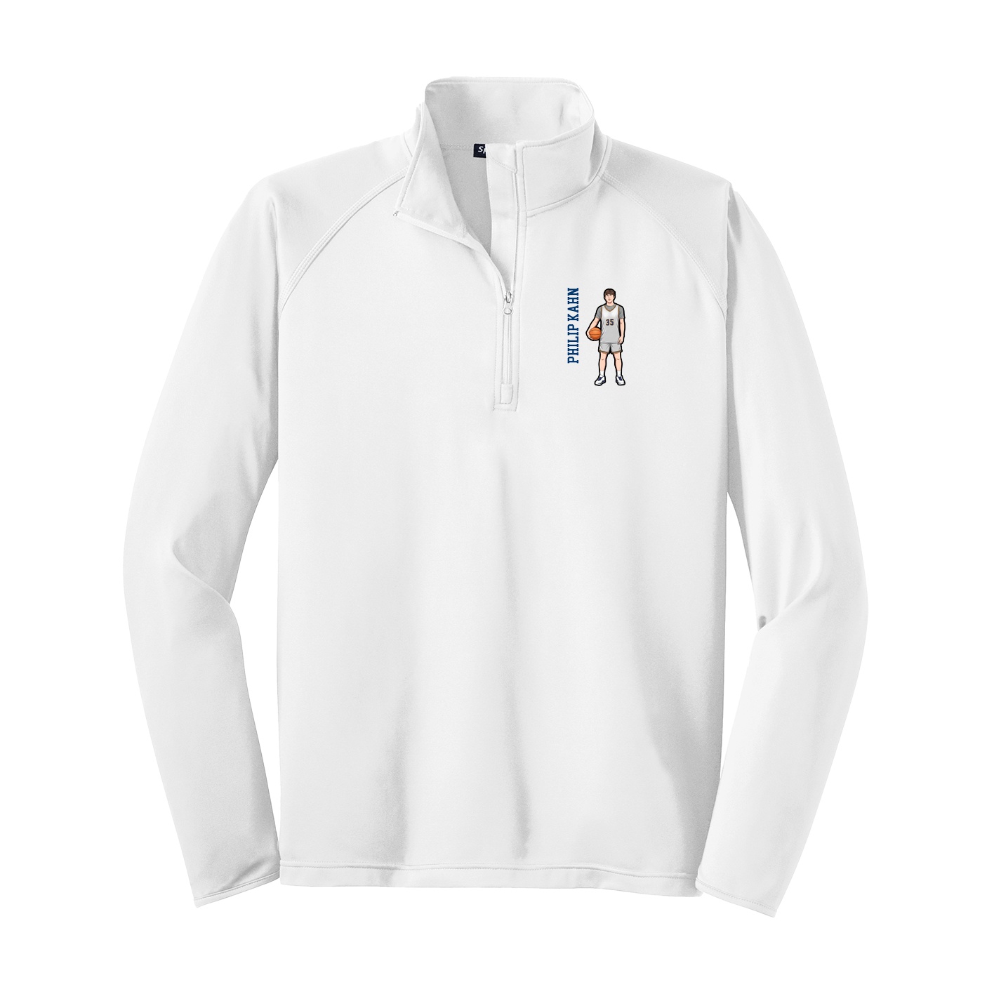 Q-Zip Pullover — Name Vertical in White