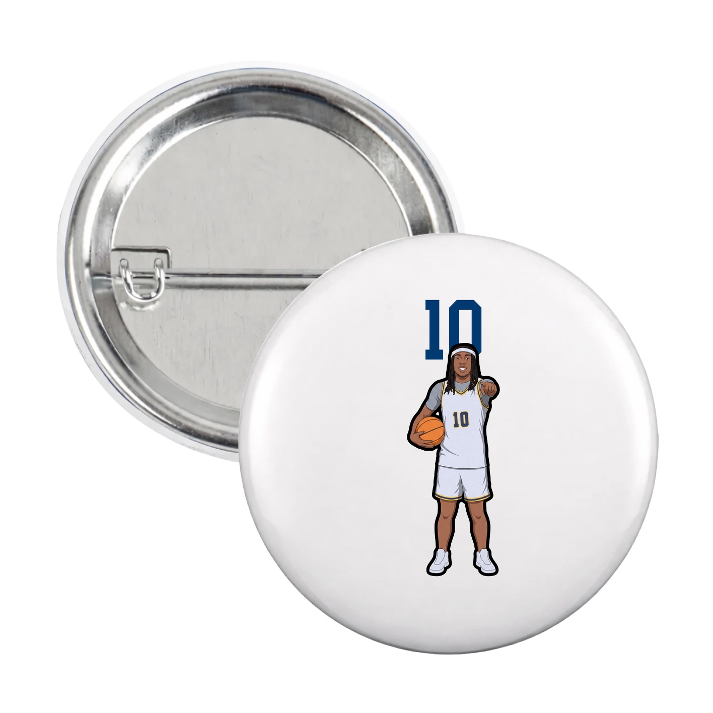 Game Day Button — Number Top in White