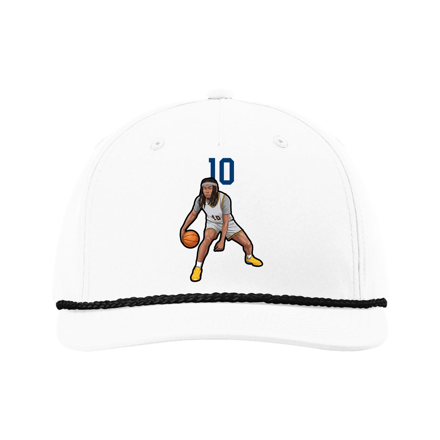 Five-Panel Classic Rope Cap — Number Top in White