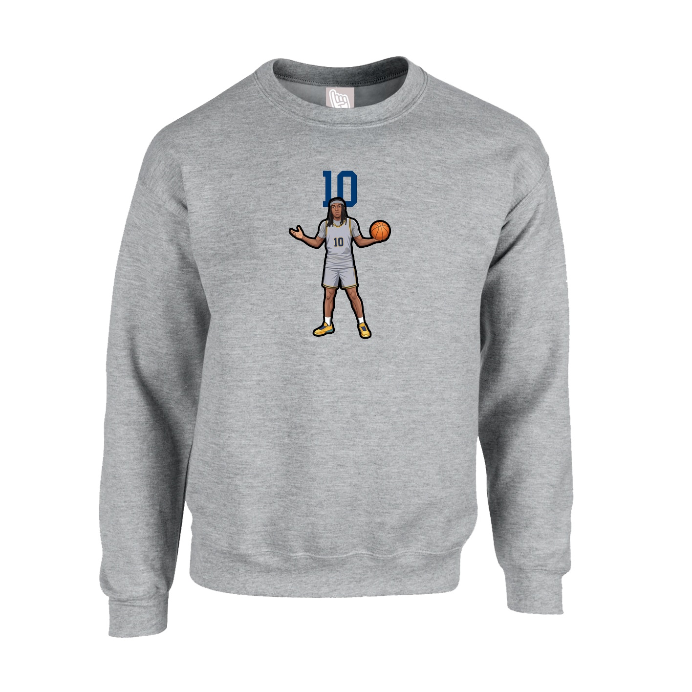 Fleece Crew — Number Top in Grey