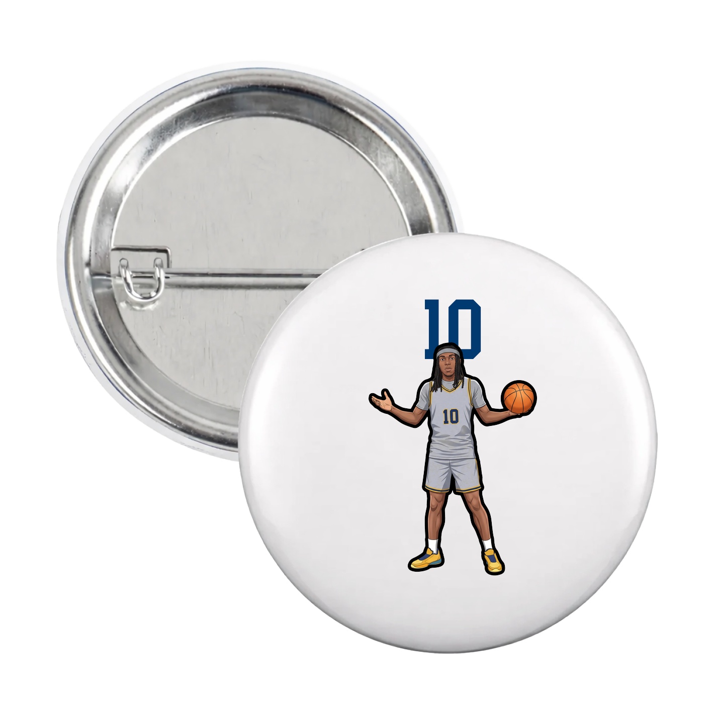 Game Day Button — Number Top in White