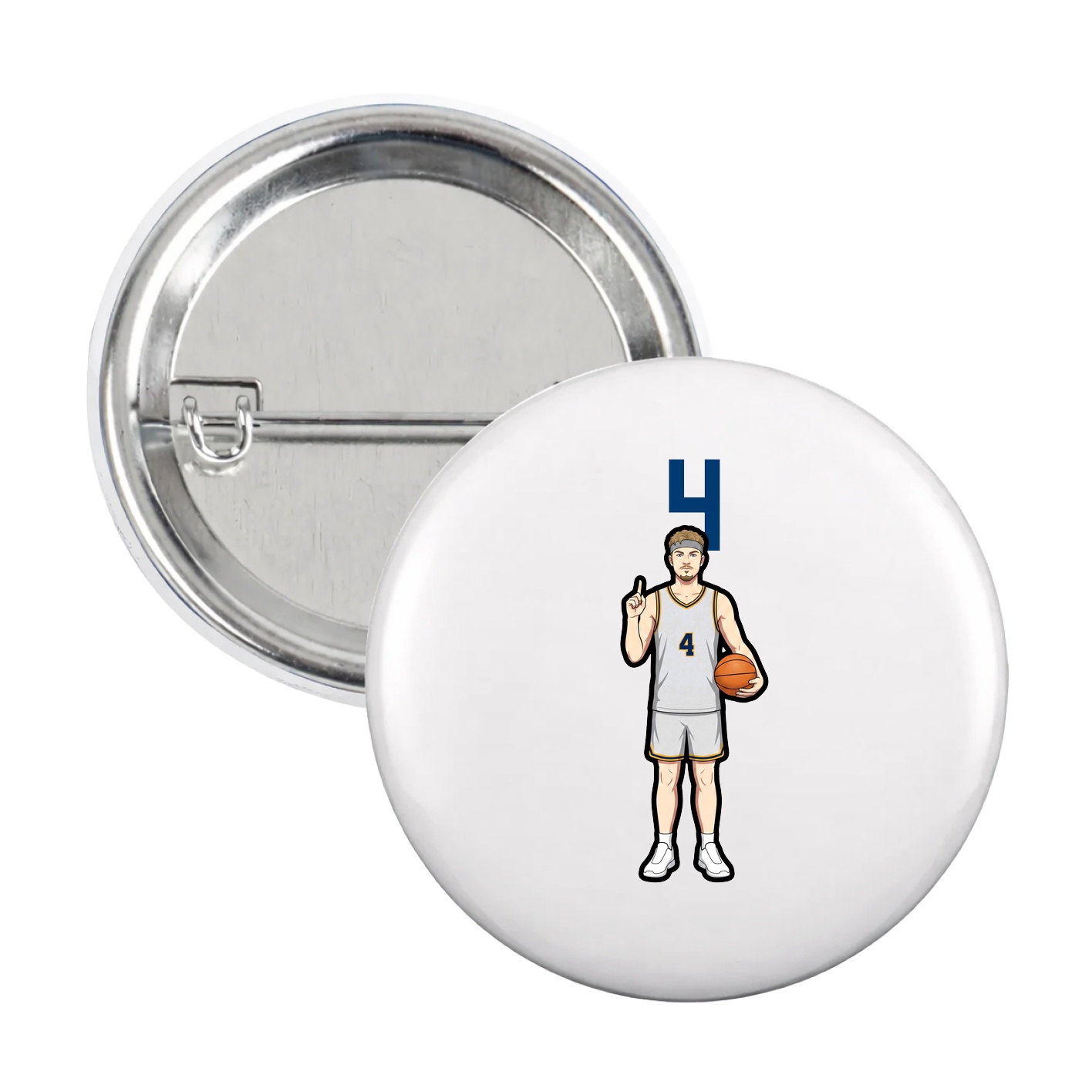 Game Day Button — Number Top in White
