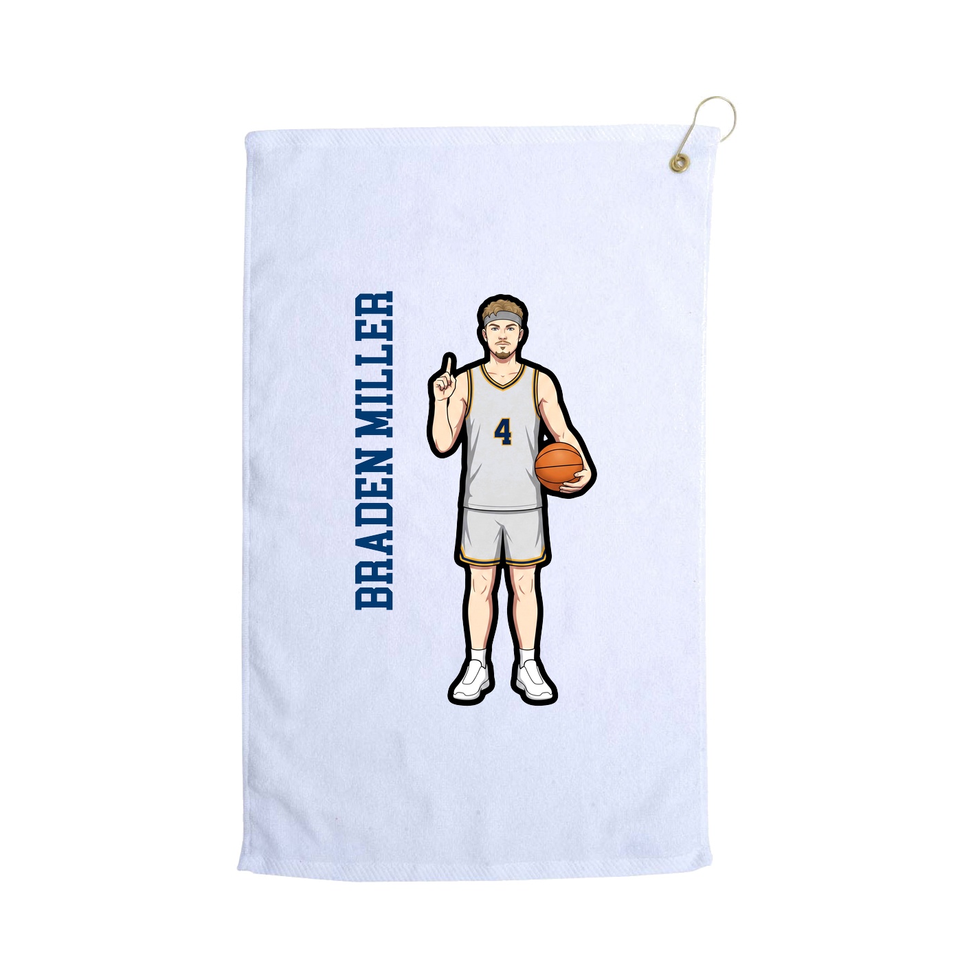 Golf Towel — Name Vertical in White