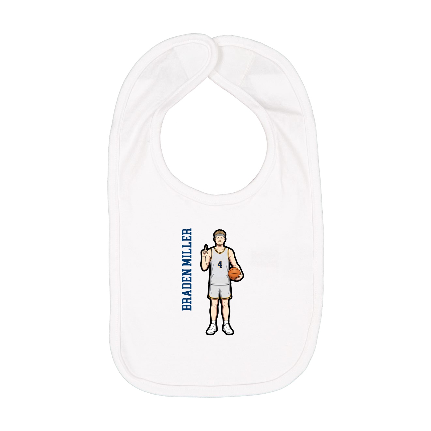 Infant Bib — Name Vertical in White