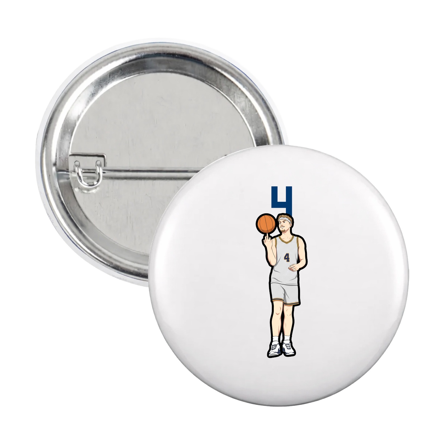 Game Day Button — Number Top in White
