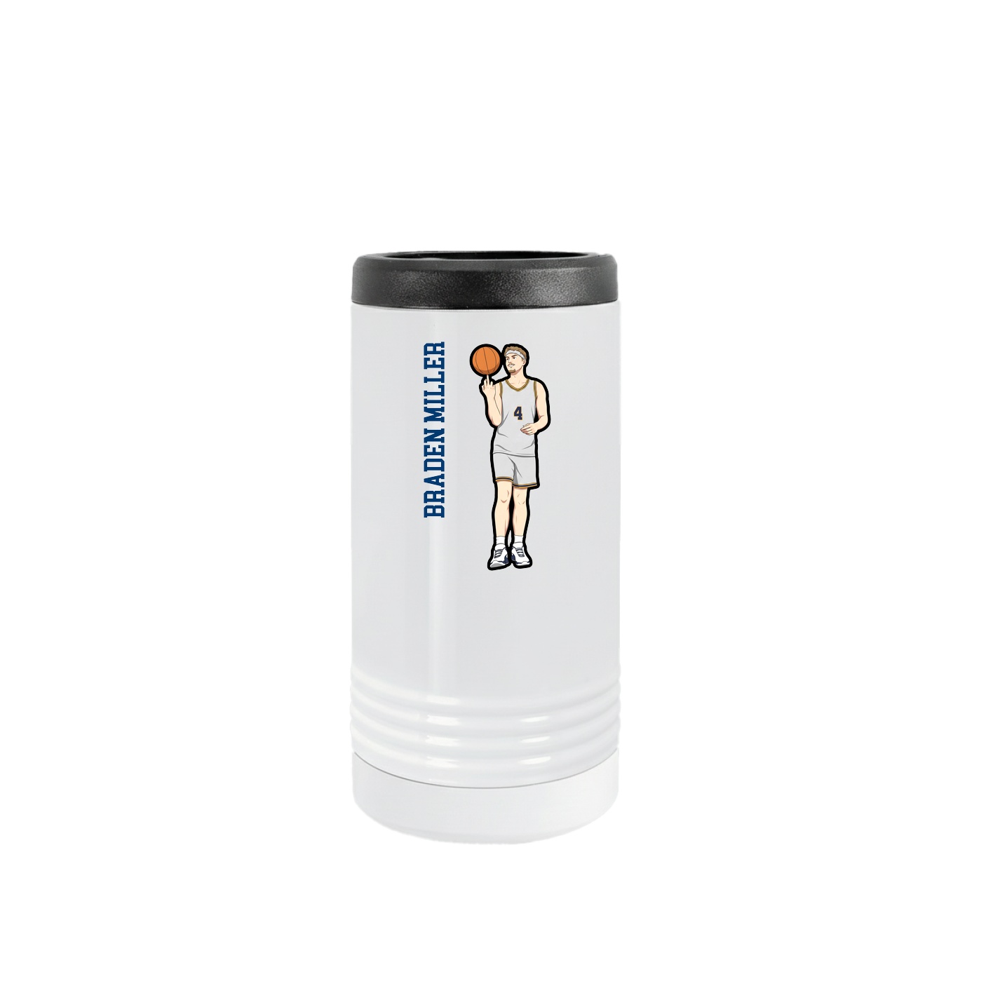 Slim Beverage Holder — Name Vertical in White