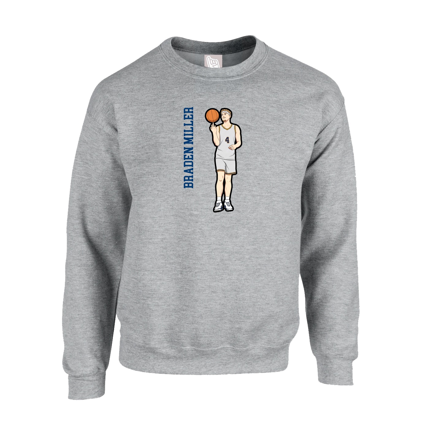 Fleece Crew — Name Vertical in Grey