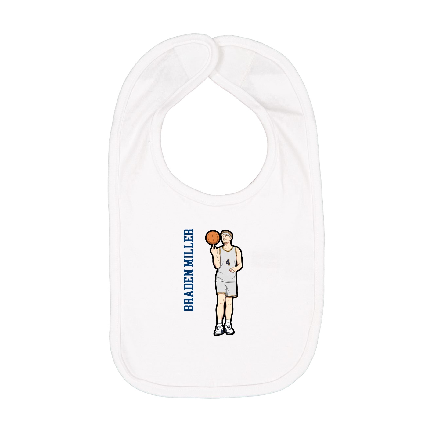 Infant Bib — Name Vertical in White