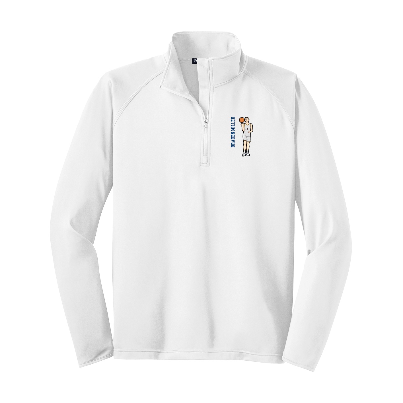 Q-Zip Pullover — Name Vertical in White