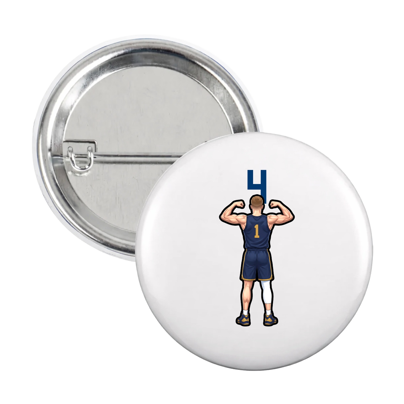 Game Day Button — Number Top in White