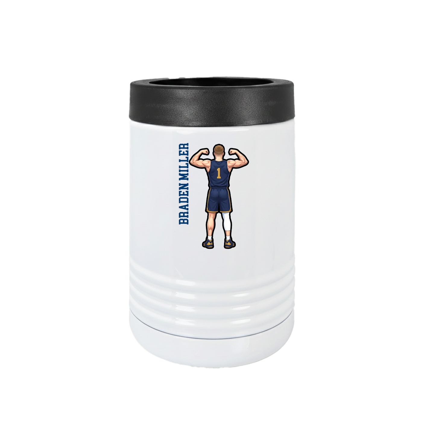 Beverage Holder — Name Vertical in White