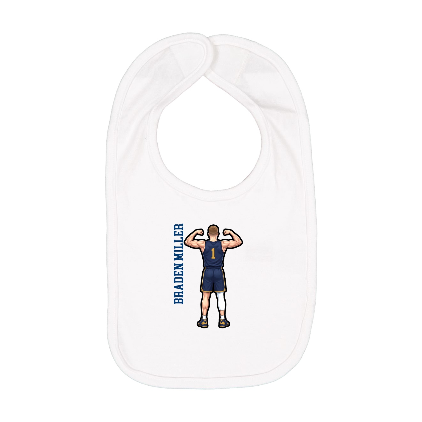 Infant Bib — Name Vertical in White