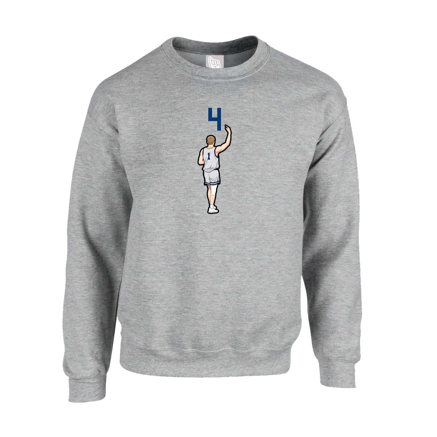 Fleece Crew — Number Top in Grey