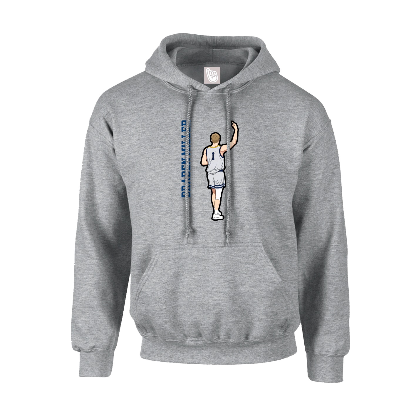 Hoodie — Name Vertical in Grey