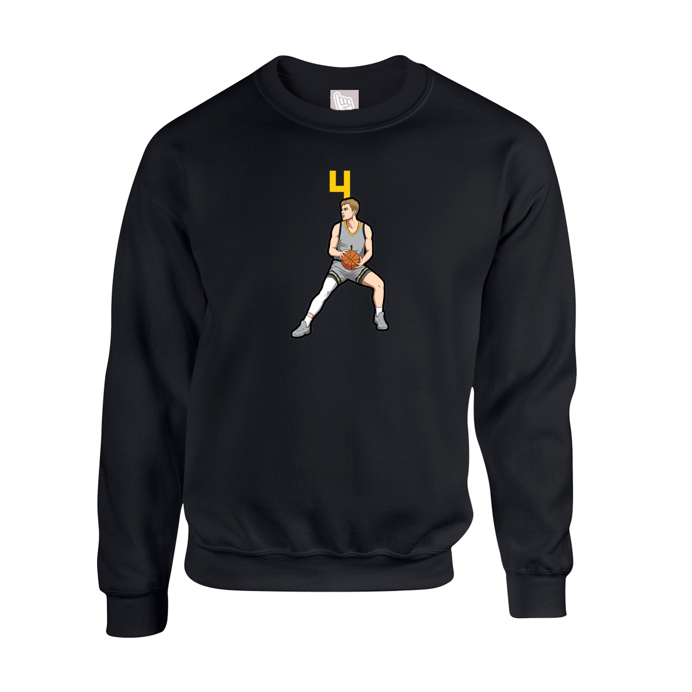 Fleece Crew — Number Top in Black