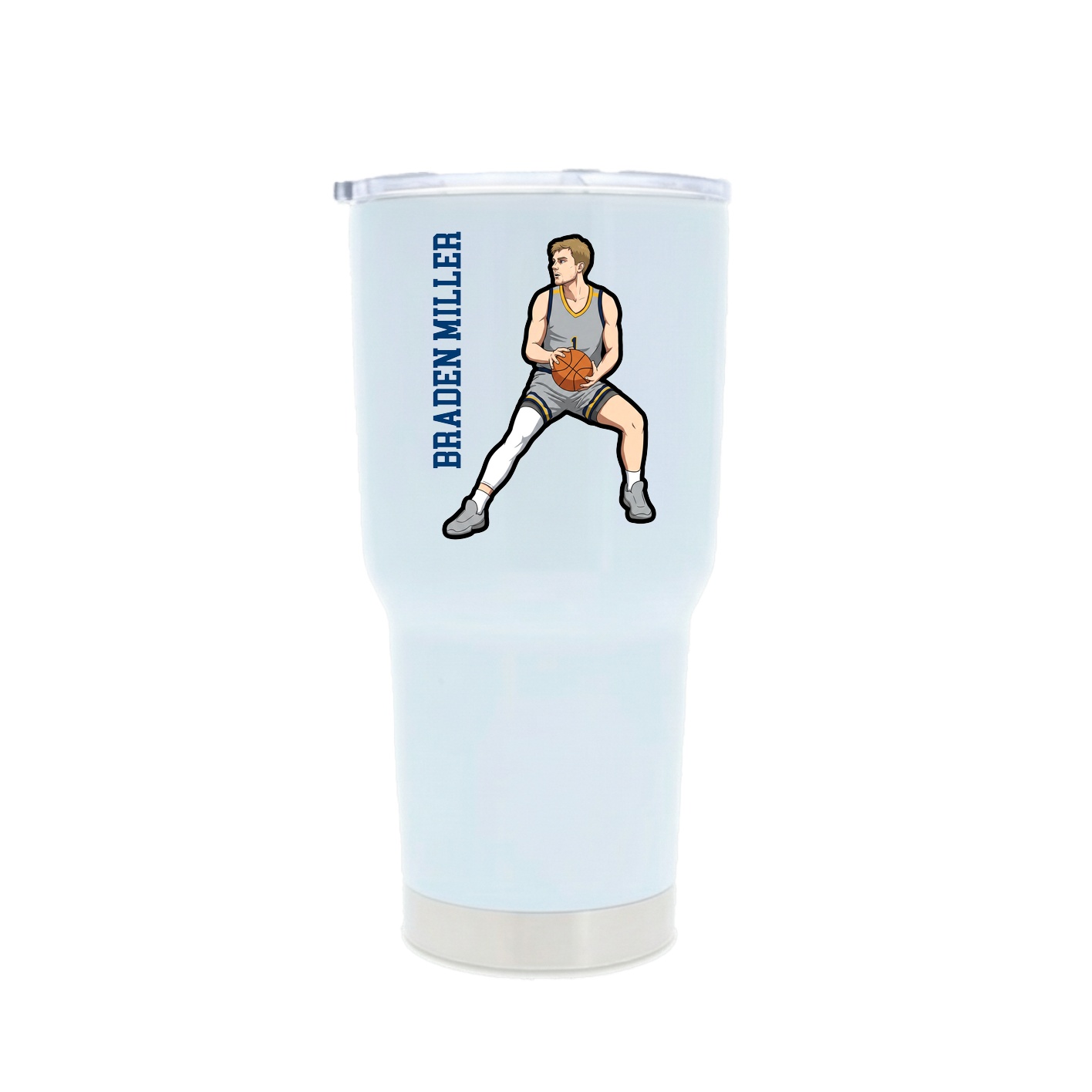 30oz Stainless Steel Tumbler — Name Vertical in White