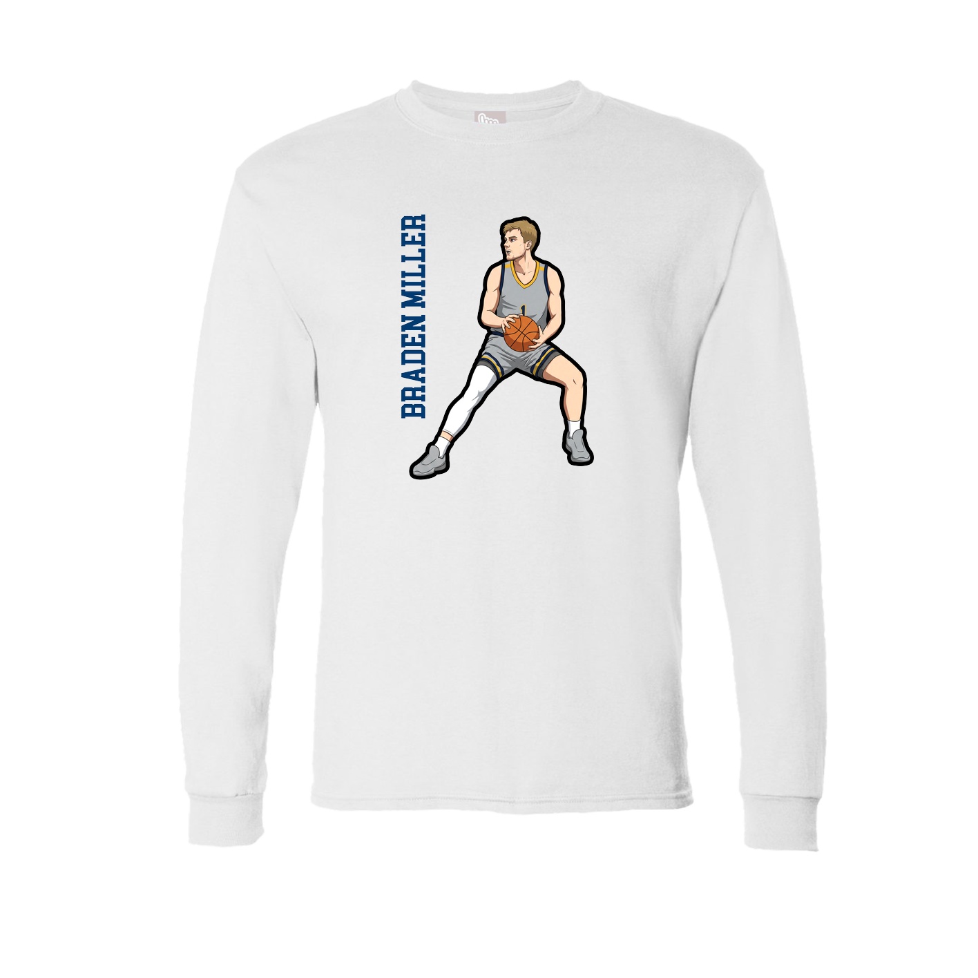 Long Sleeve Tee — Name Vertical in White