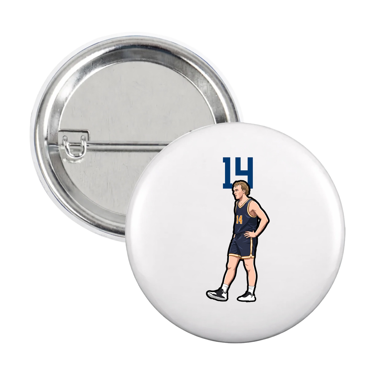 Game Day Button — Number Top in White