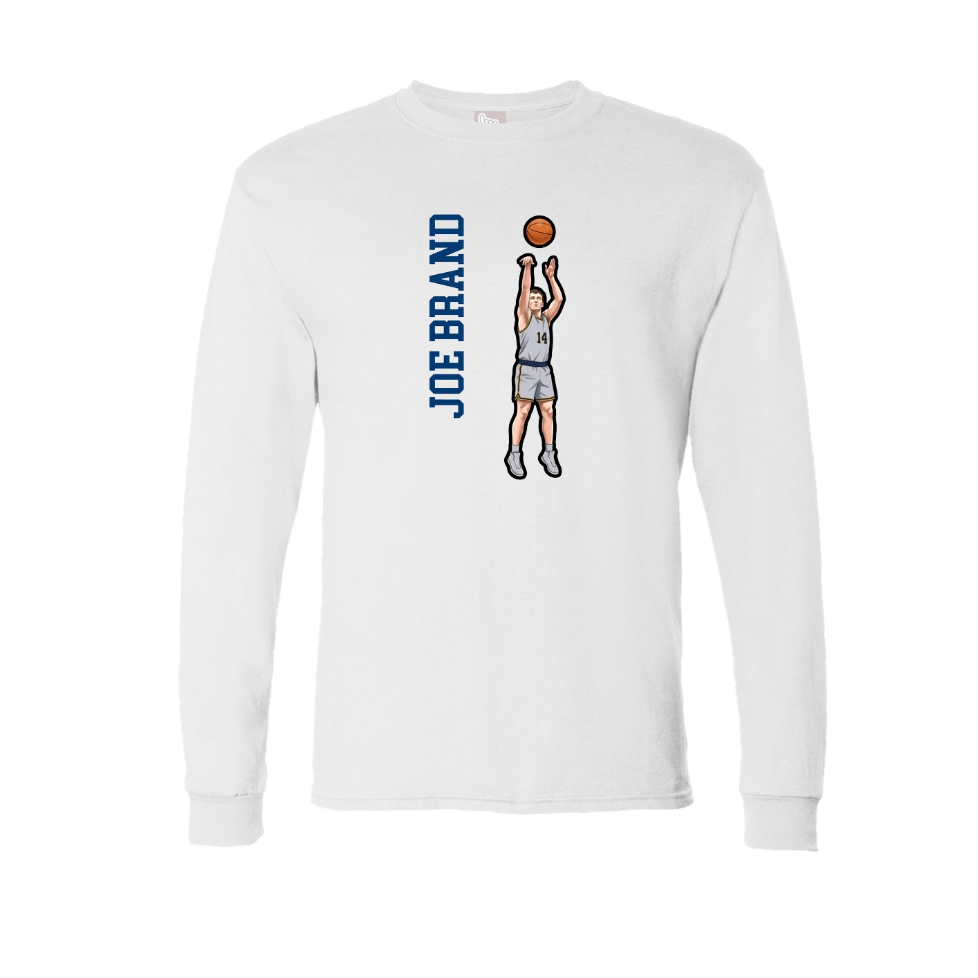 Long Sleeve Tee — Name Vertical in White