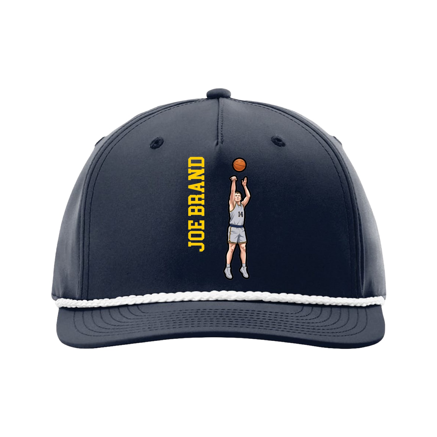 Five-Panel Classic Rope Cap — Name Vertical in Navy
