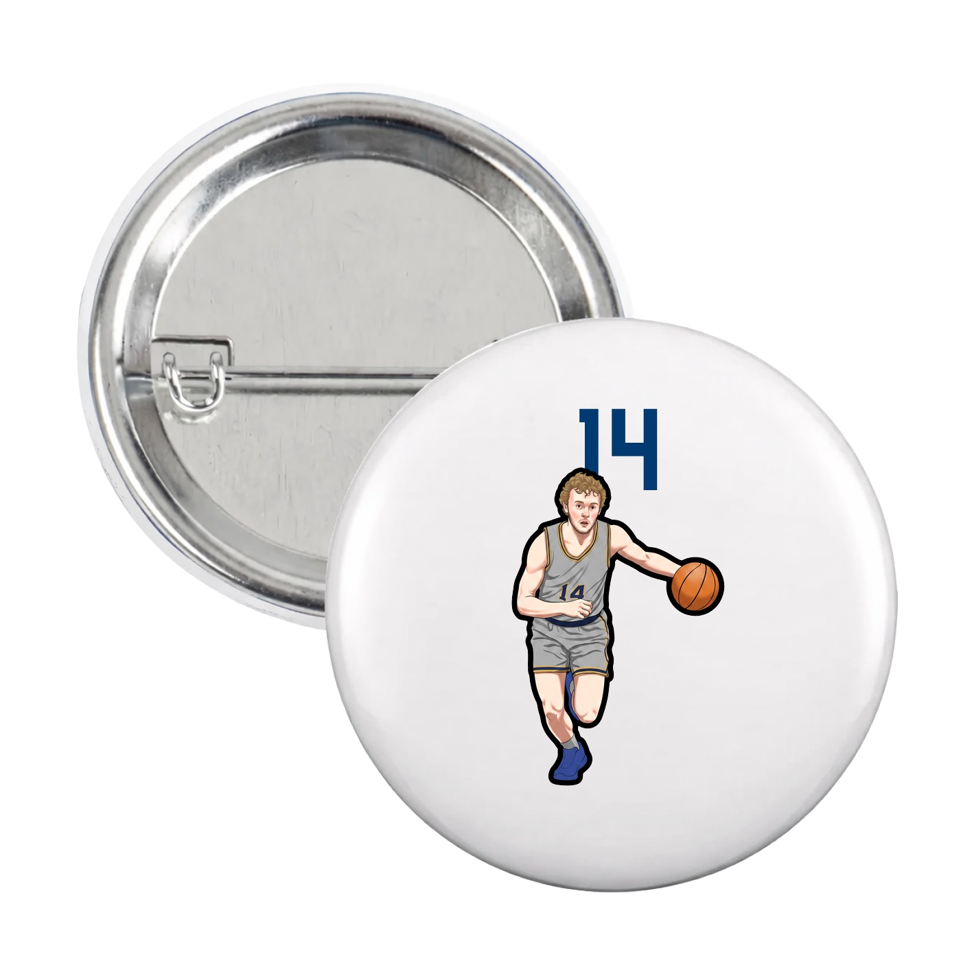 Game Day Button — Number Top in White