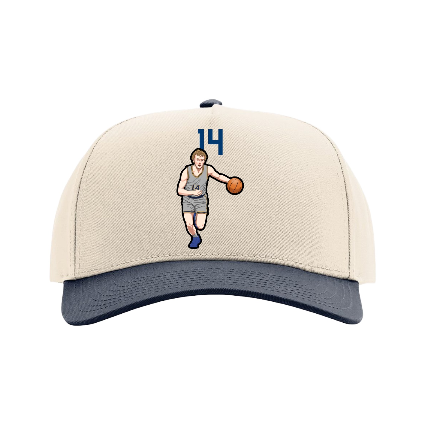 Full Fabric Five-Panel Champ Cap — Number Top in Cream/Navy