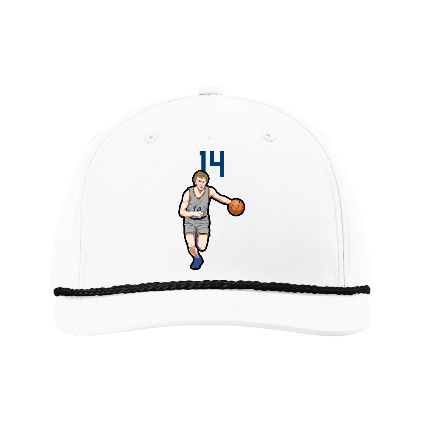 Five-Panel Classic Rope Cap — Number Top in White