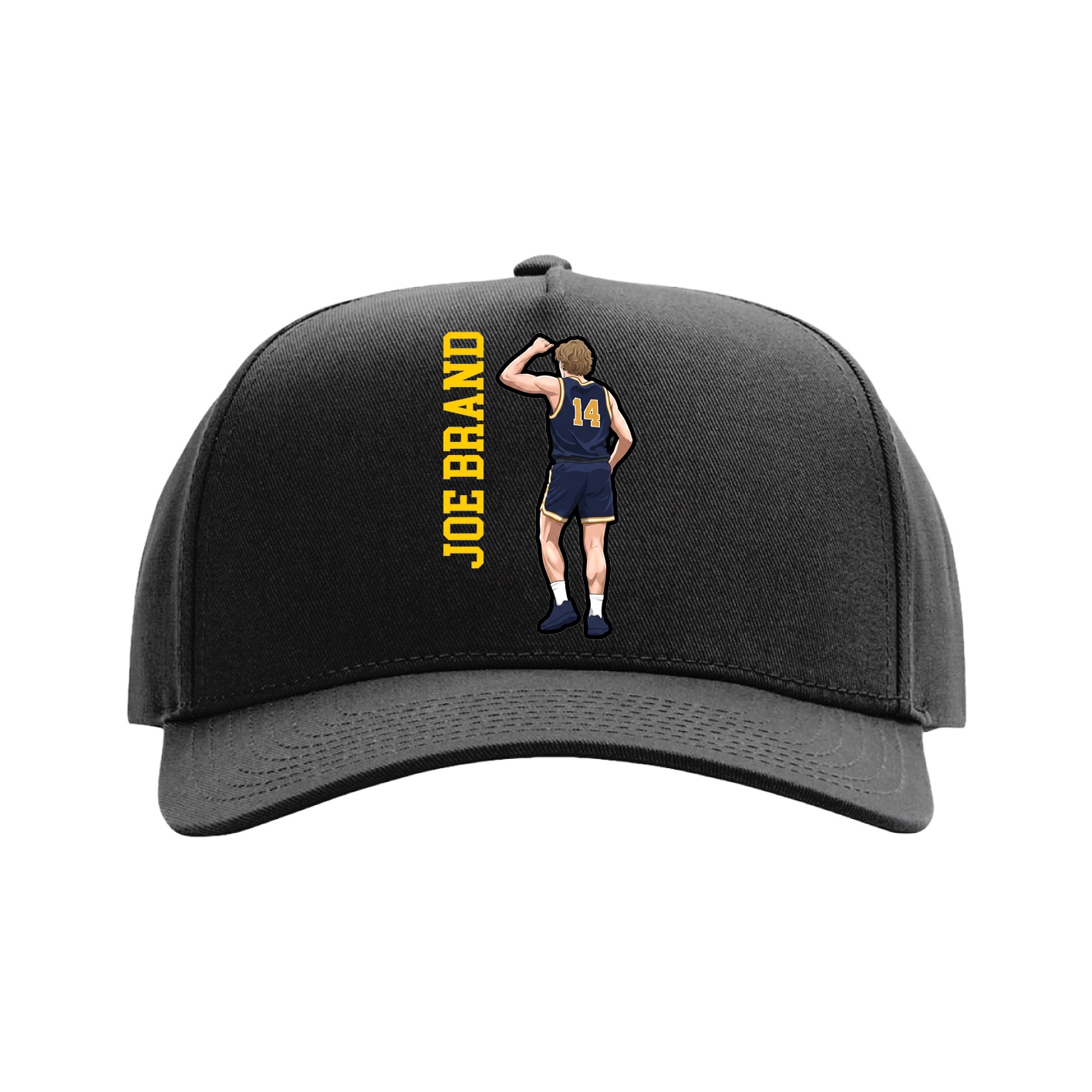 Full Fabric Five-Panel Champ Cap — Name Vertical in Black