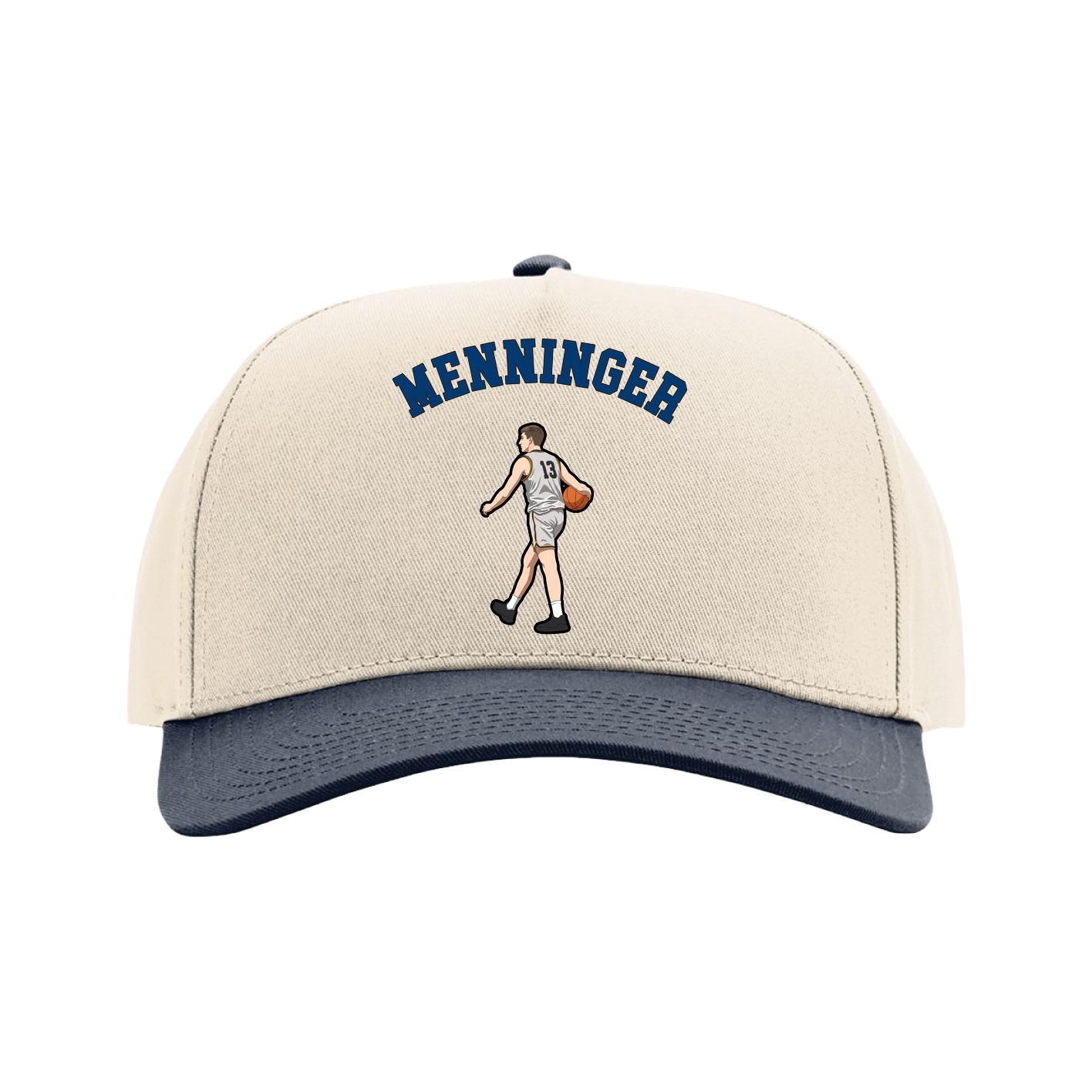 Full Fabric Five-Panel Champ Cap — Shirsey Arch in Cream/Navy