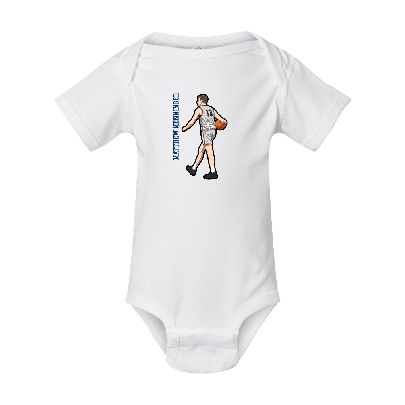 Baby Onesie — Name Vertical in White