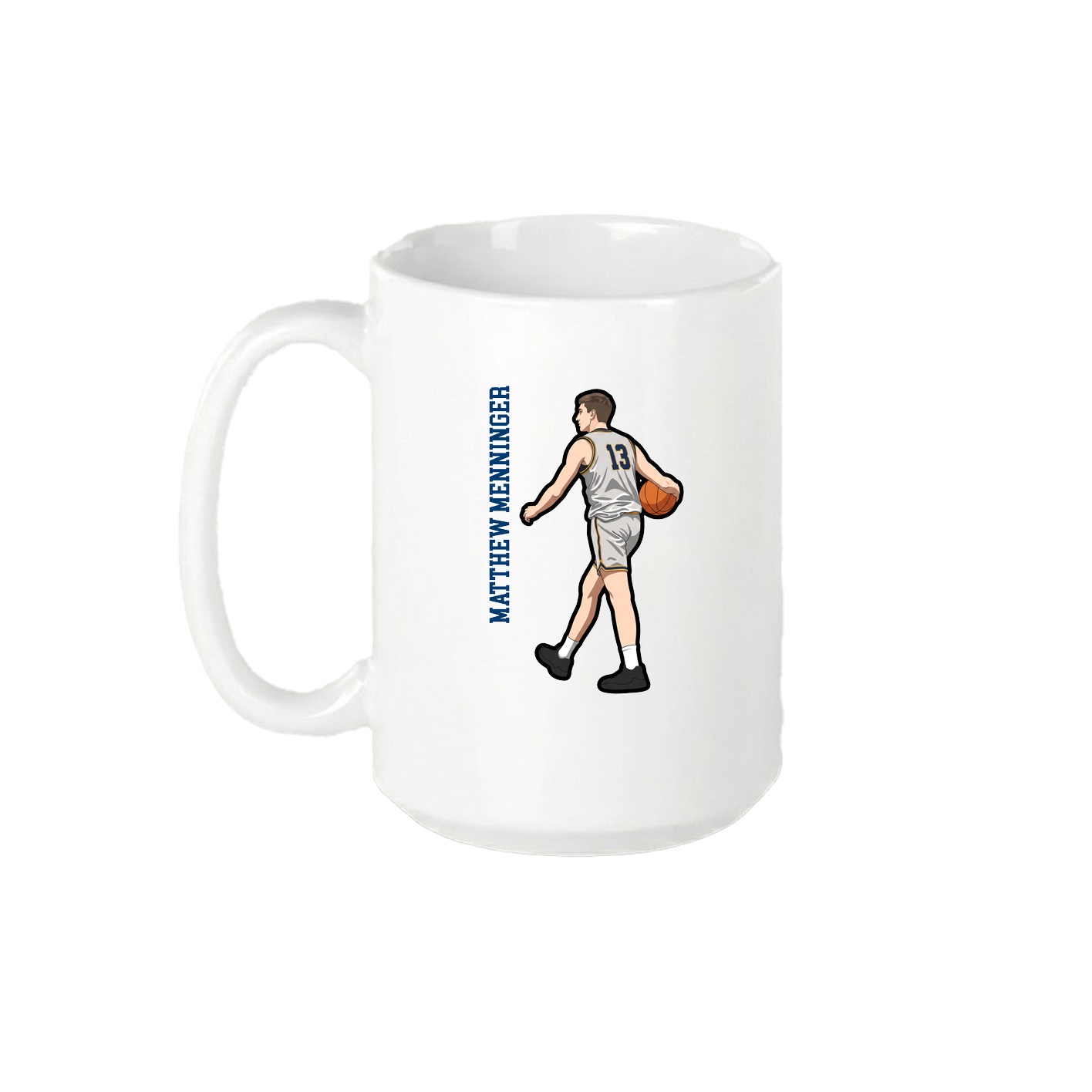 15oz Coffee Mug — Name Vertical in White