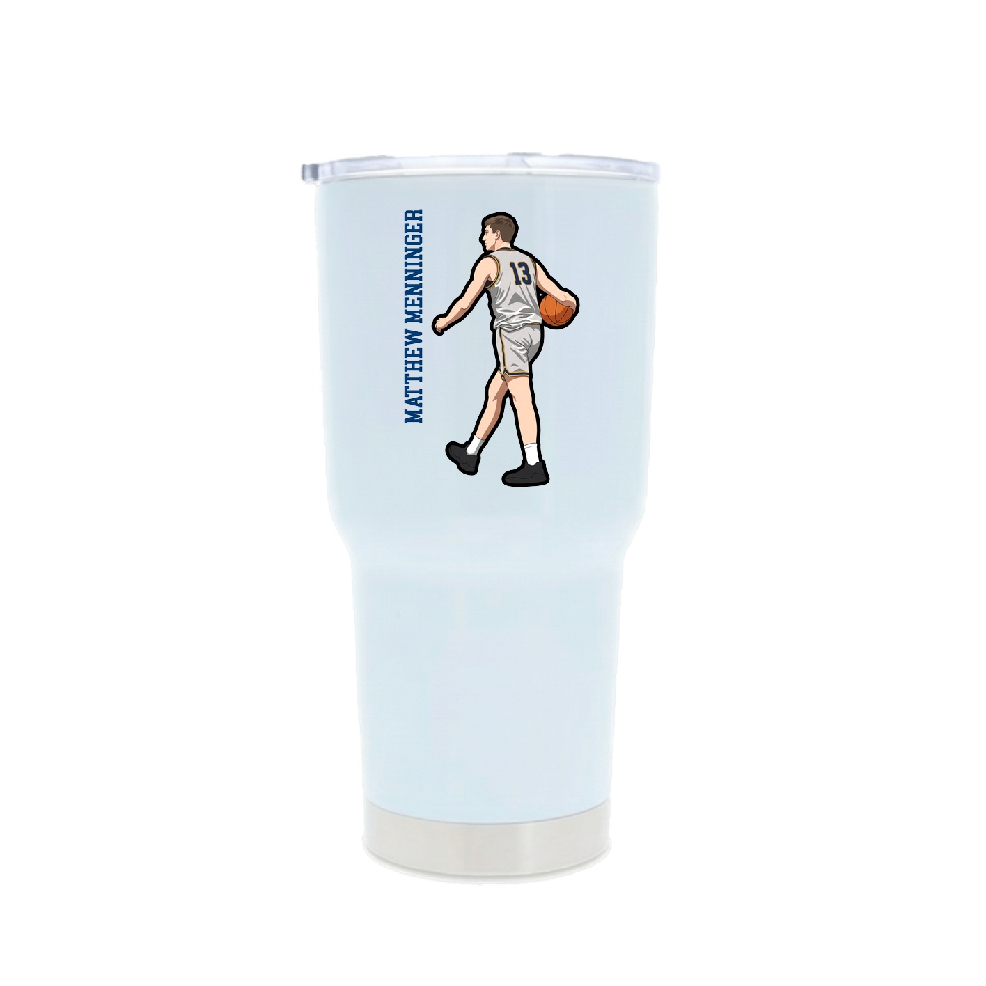 30oz Stainless Steel Tumbler — Name Vertical in White