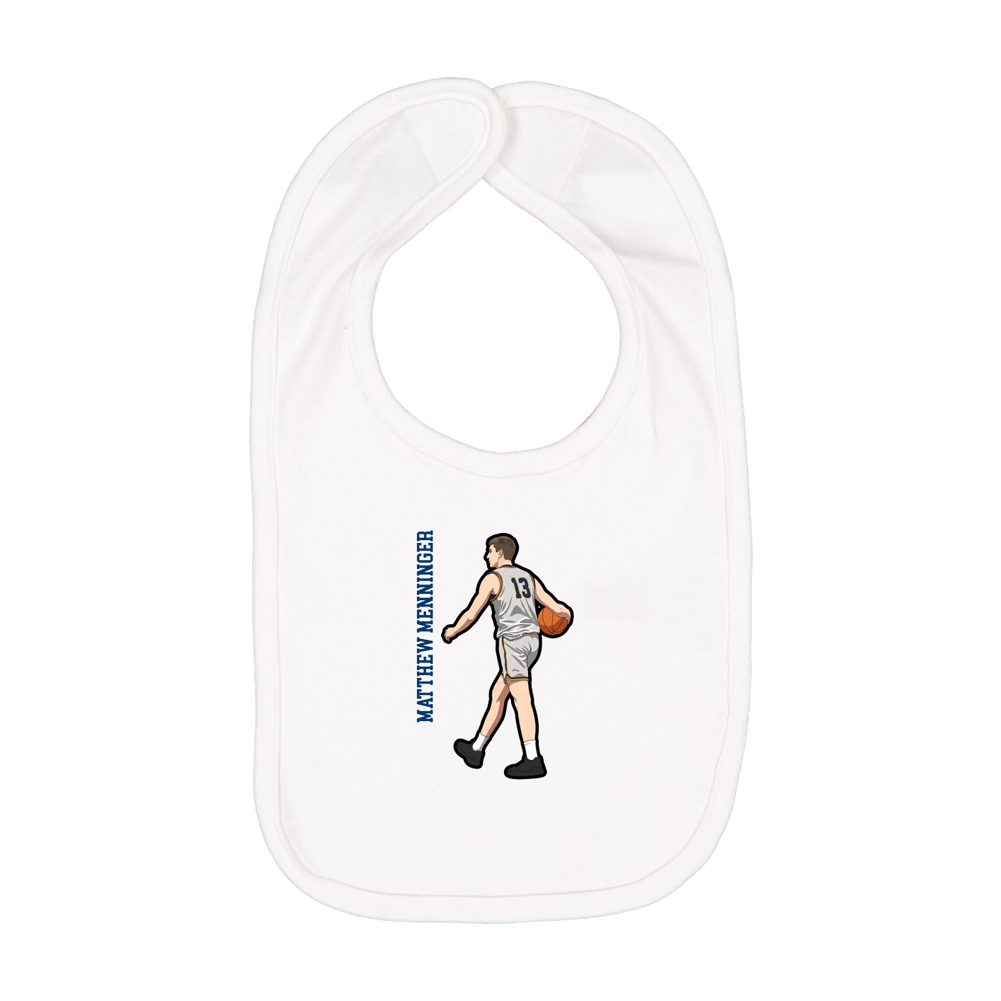 Infant Bib — Name Vertical in White
