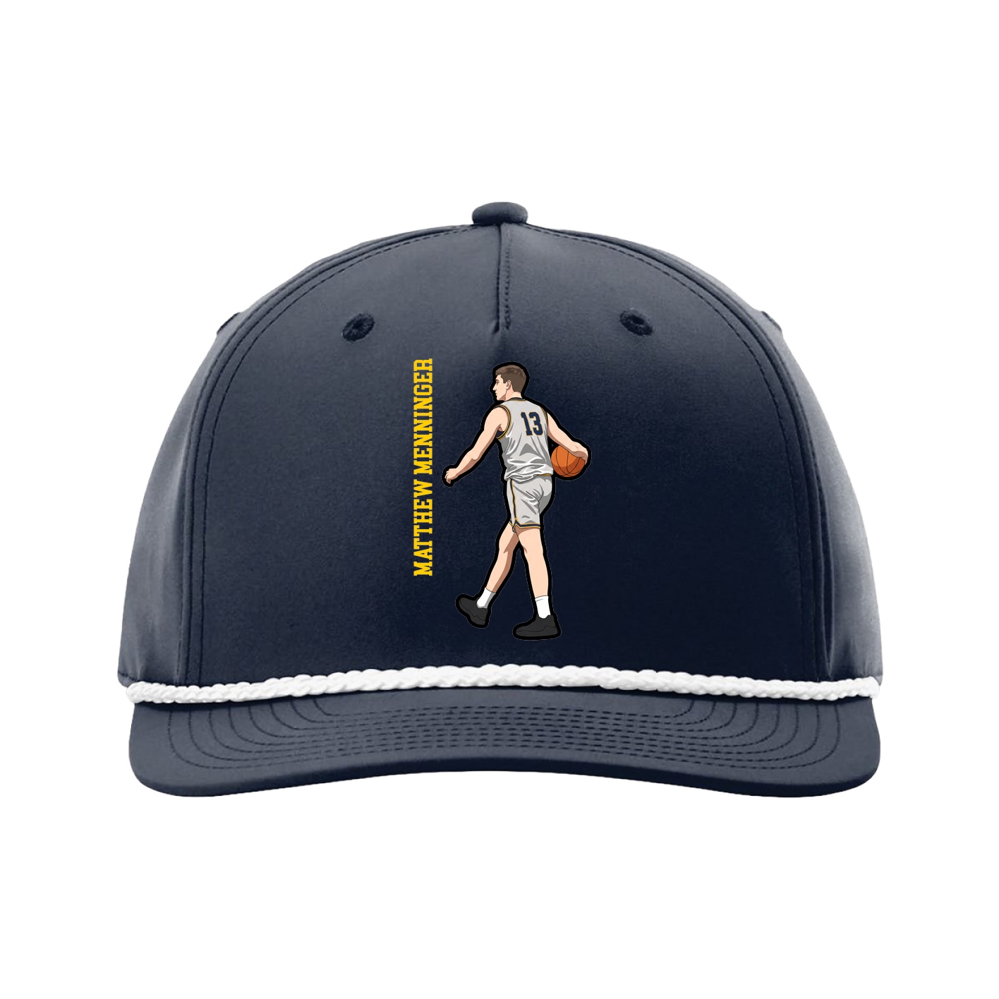 Five-Panel Classic Rope Cap — Name Vertical in Navy