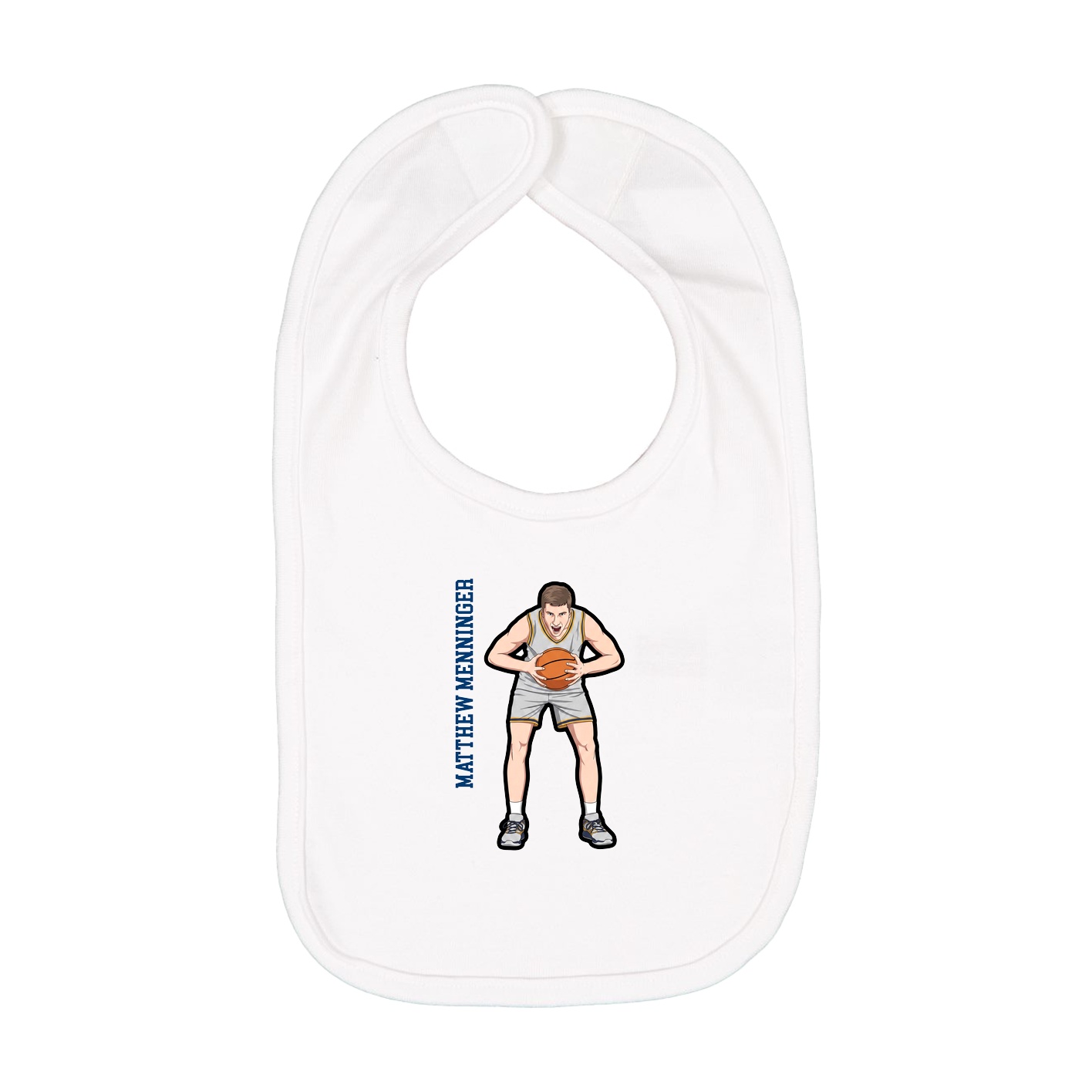 Infant Bib — Name Vertical in White