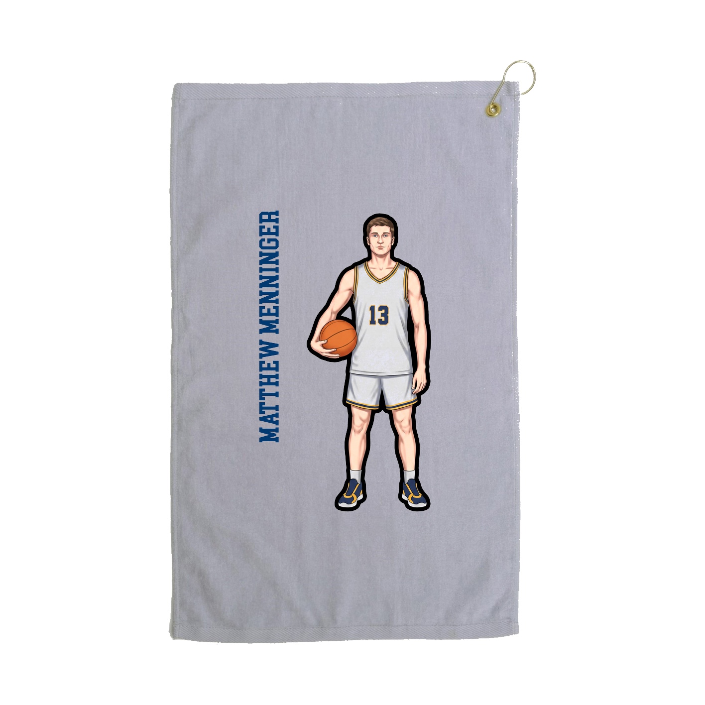 Golf Towel — Name Vertical in Grey
