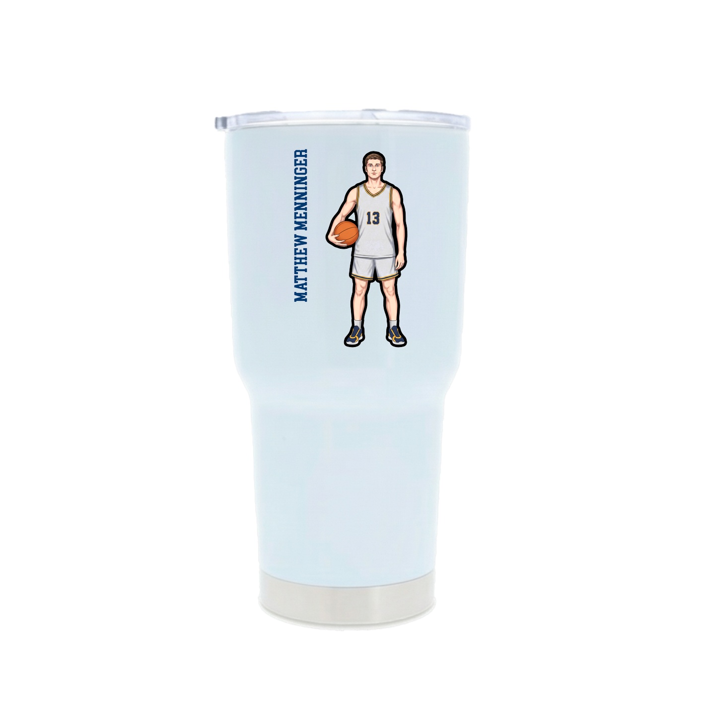 30oz Stainless Steel Tumbler — Name Vertical in White