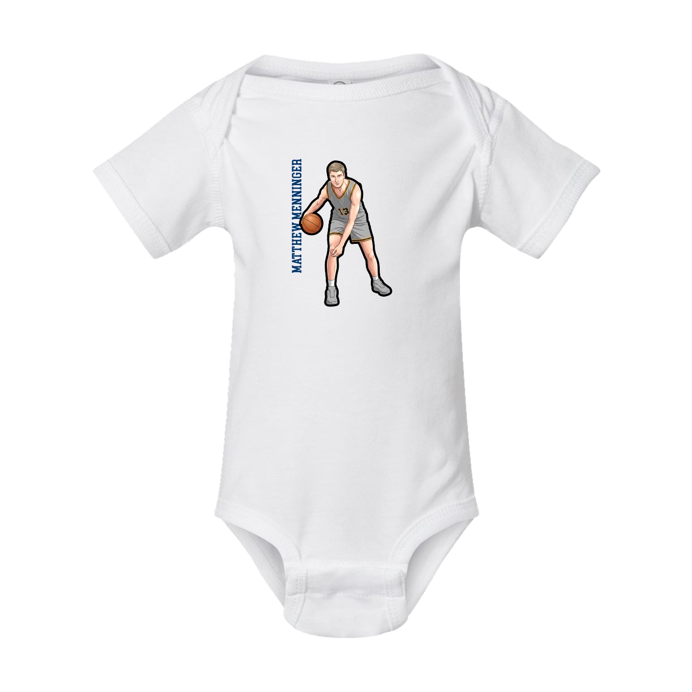 Baby Onesie — Name Vertical in White