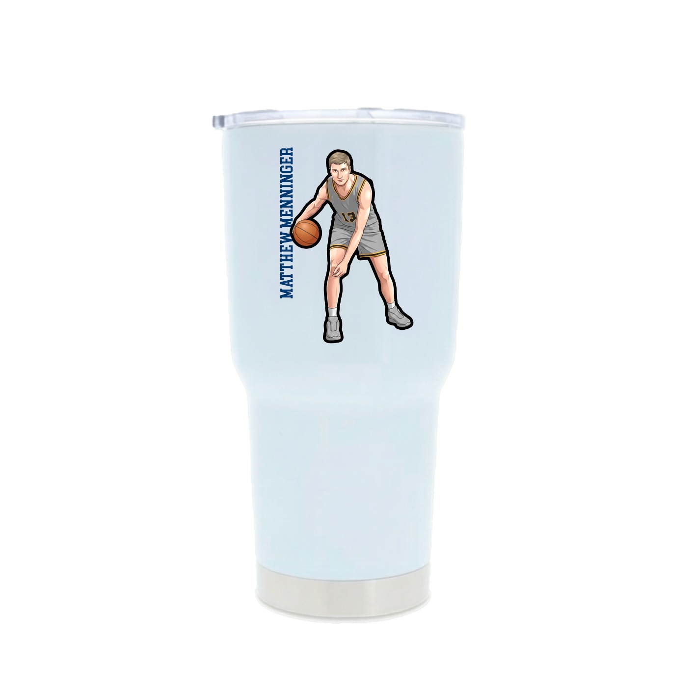 30oz Stainless Steel Tumbler — Name Vertical in White