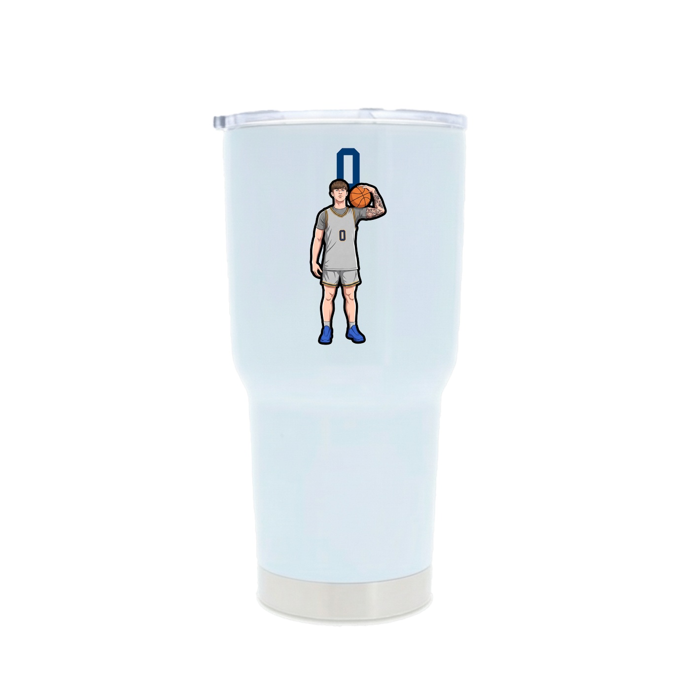 30oz Stainless Steel Tumbler — Number Top in White