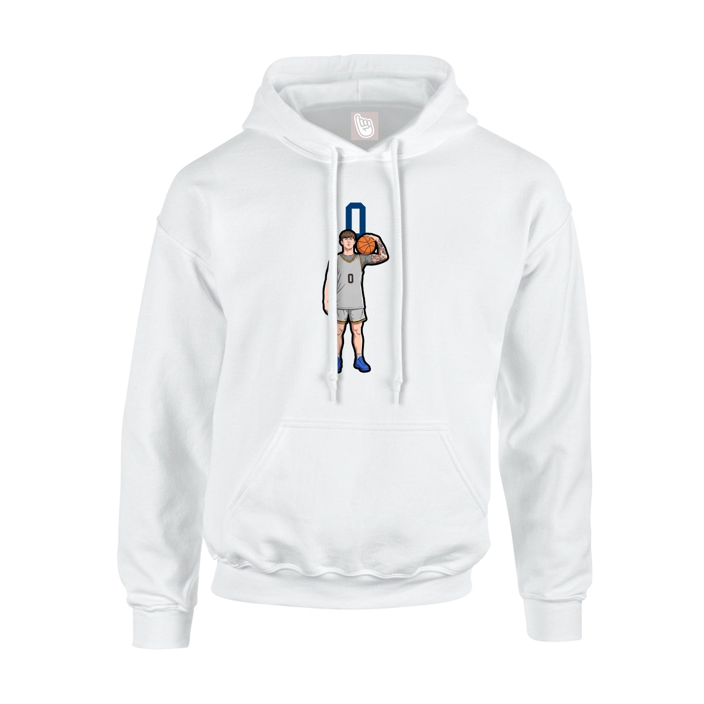 Youth Hoodie — Number Top in White