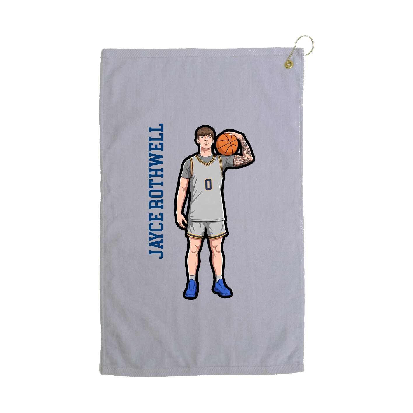 Golf Towel — Name Vertical in Grey