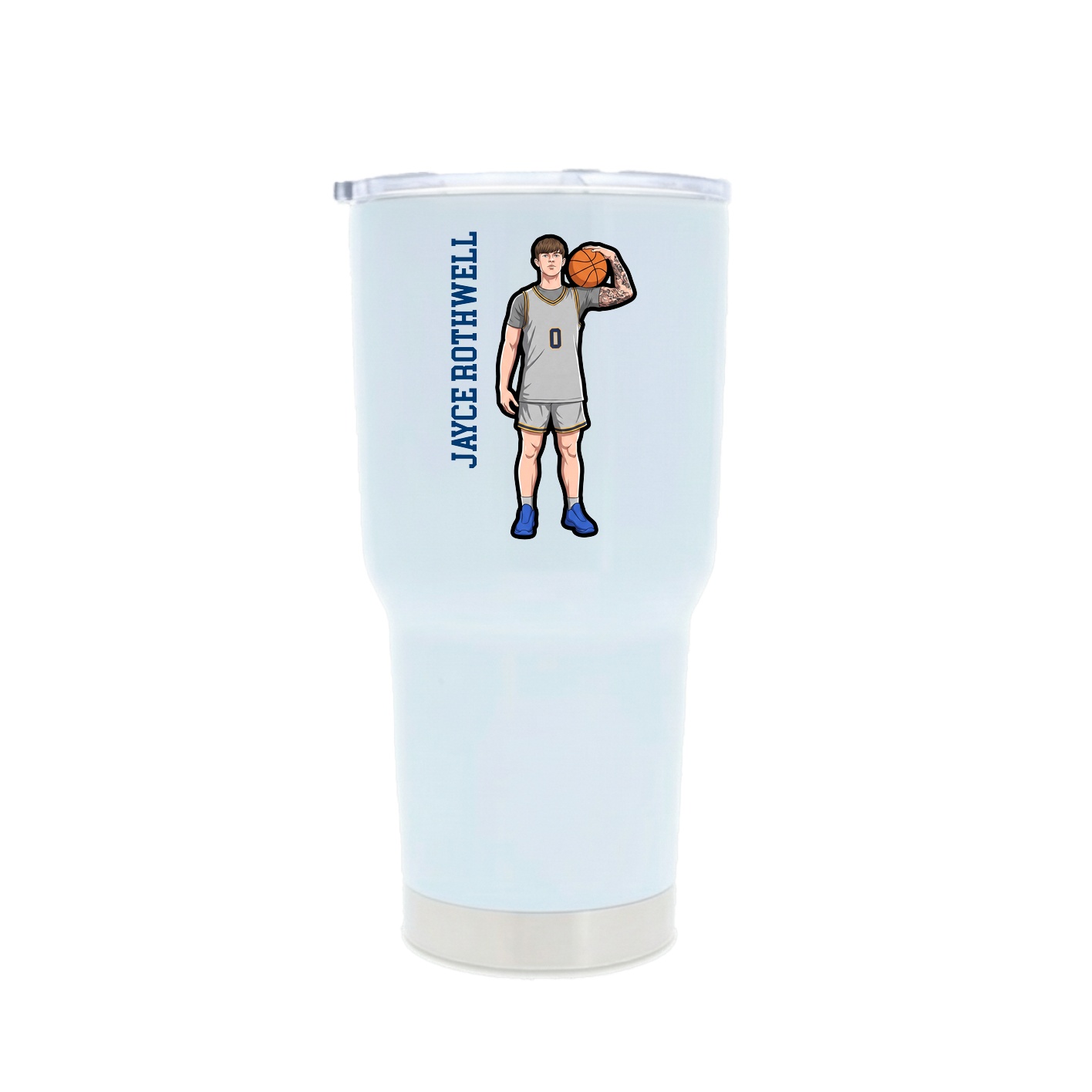 30oz Stainless Steel Tumbler — Name Vertical in White