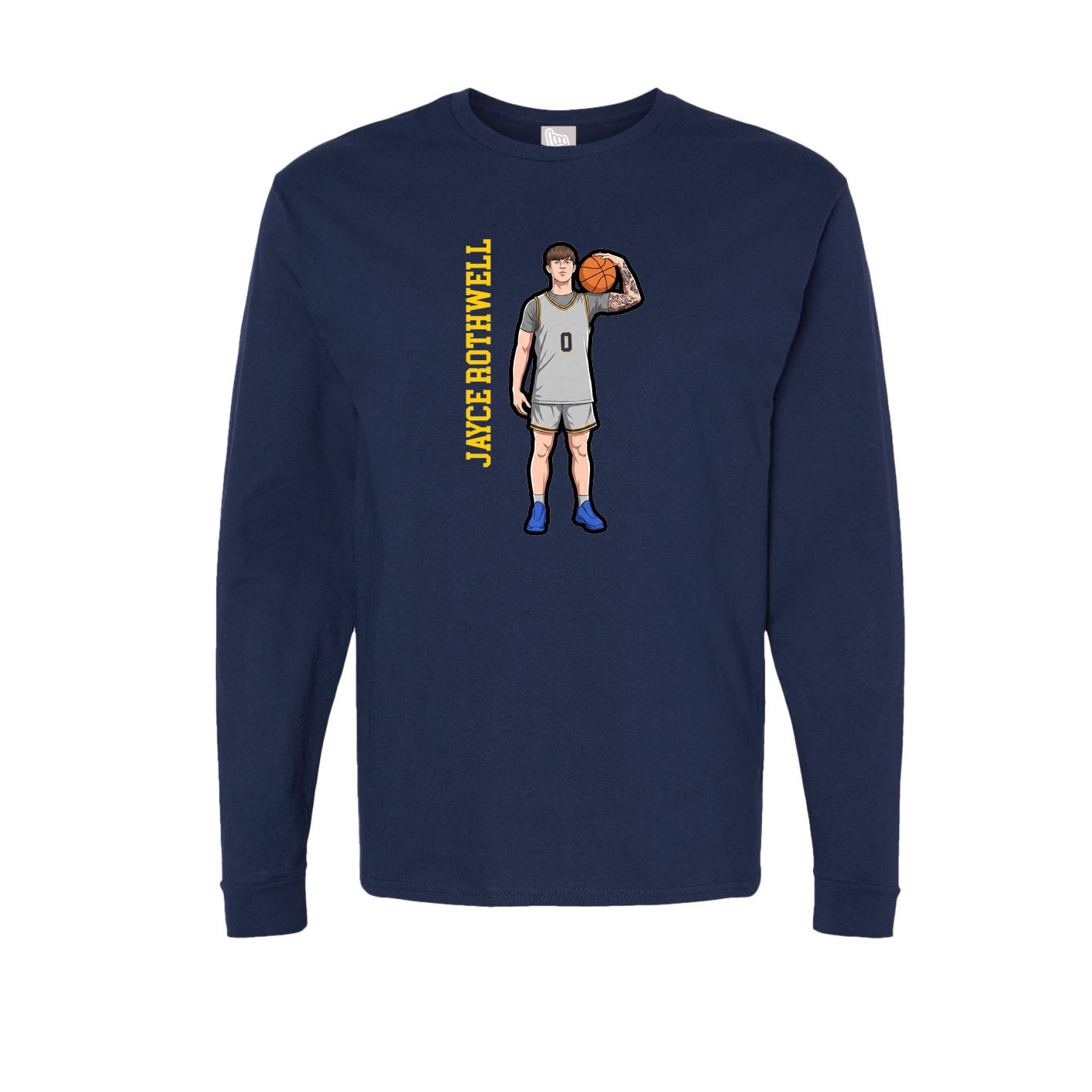 Long Sleeve Tee — Name Vertical in Navy
