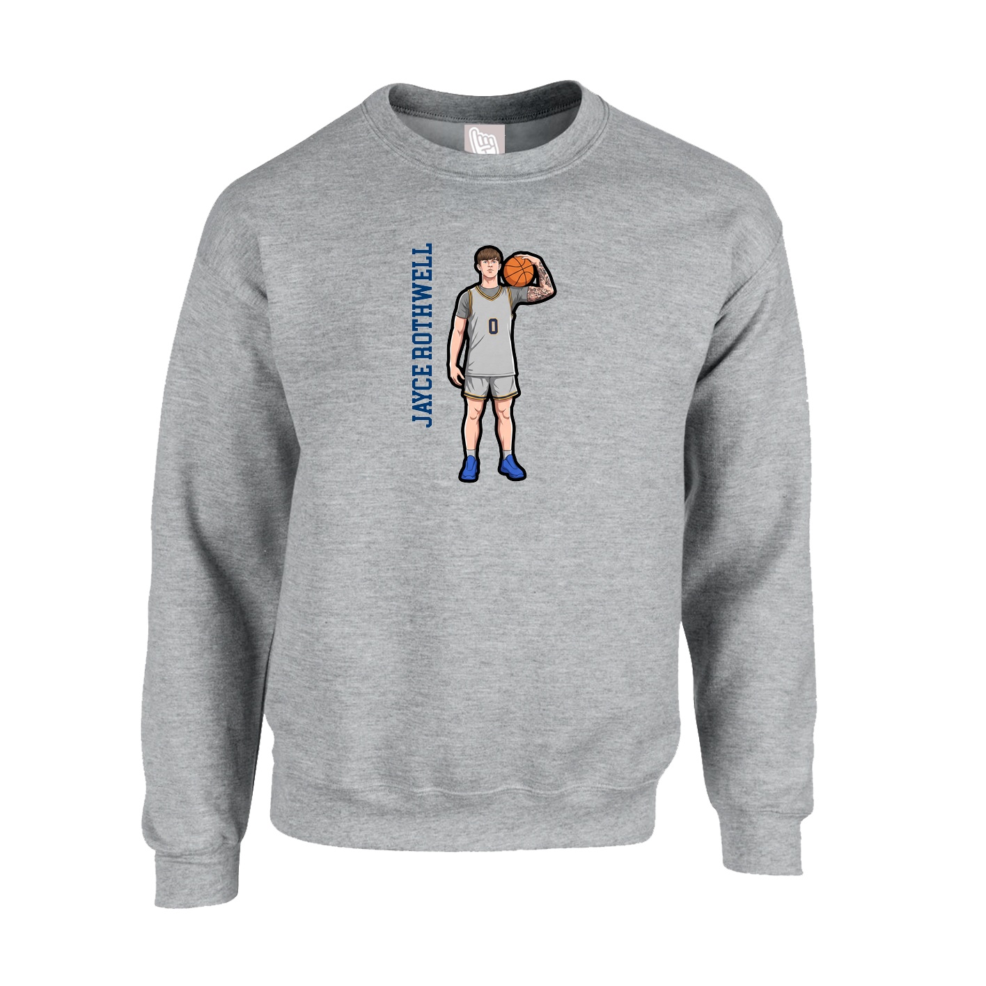 Fleece Crew — Name Vertical in Grey