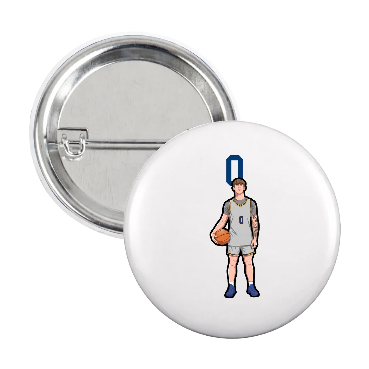 Game Day Button — Number Top in White