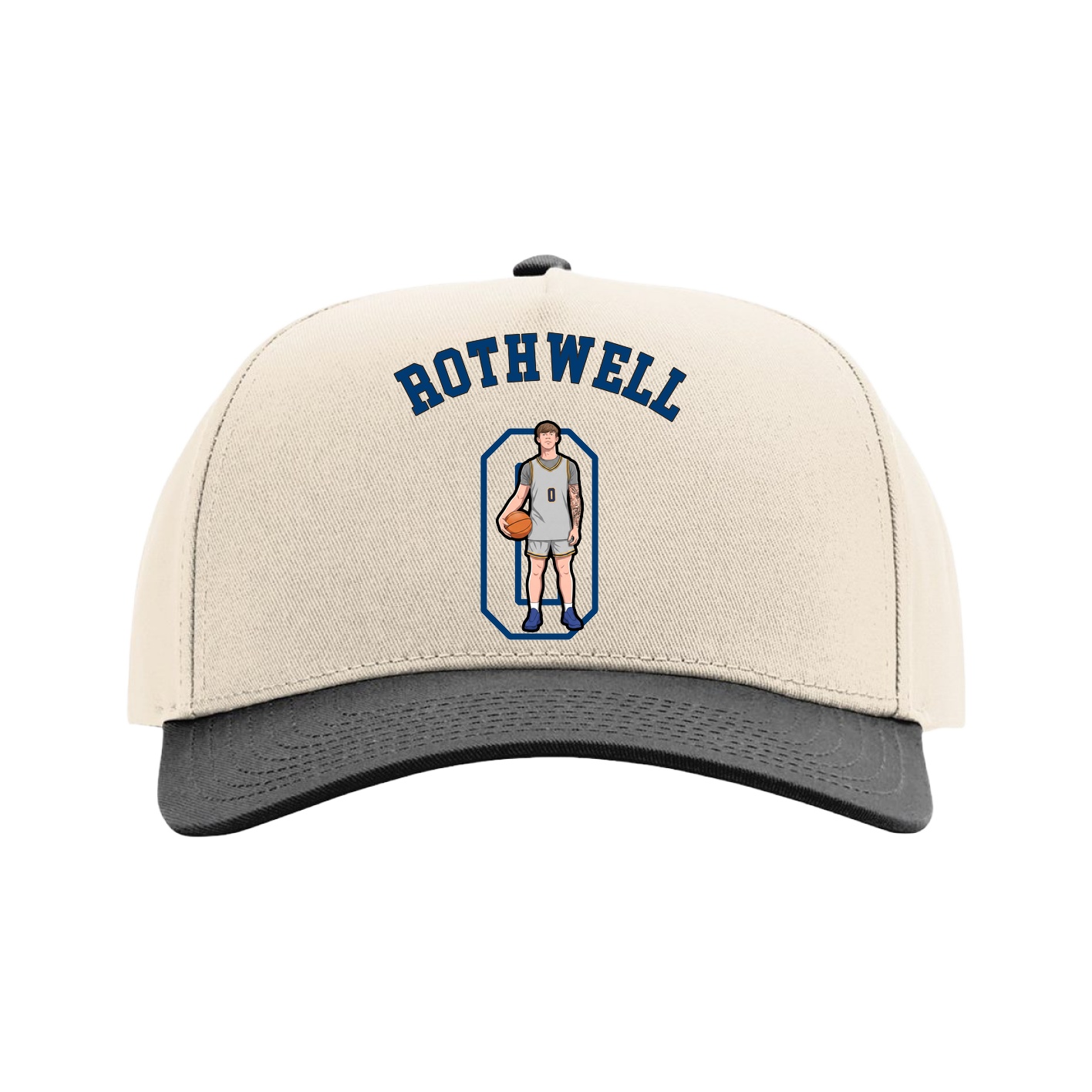 Full Fabric Five-Panel Champ Cap — Shirsey Arch in Cream/Black