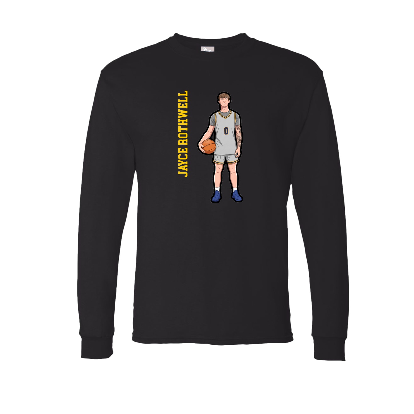 Long Sleeve Tee — Name Vertical in Black