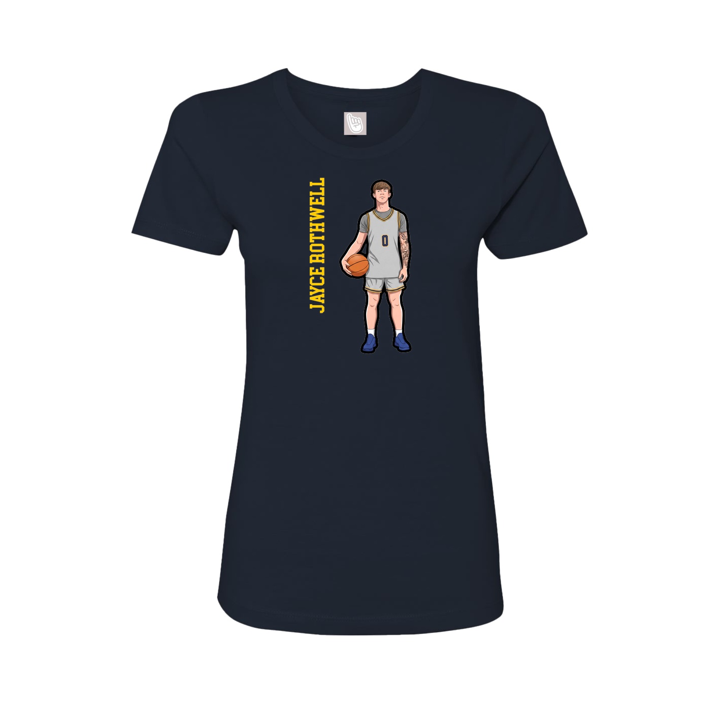 Womens Tee — Name Vertical in Navy