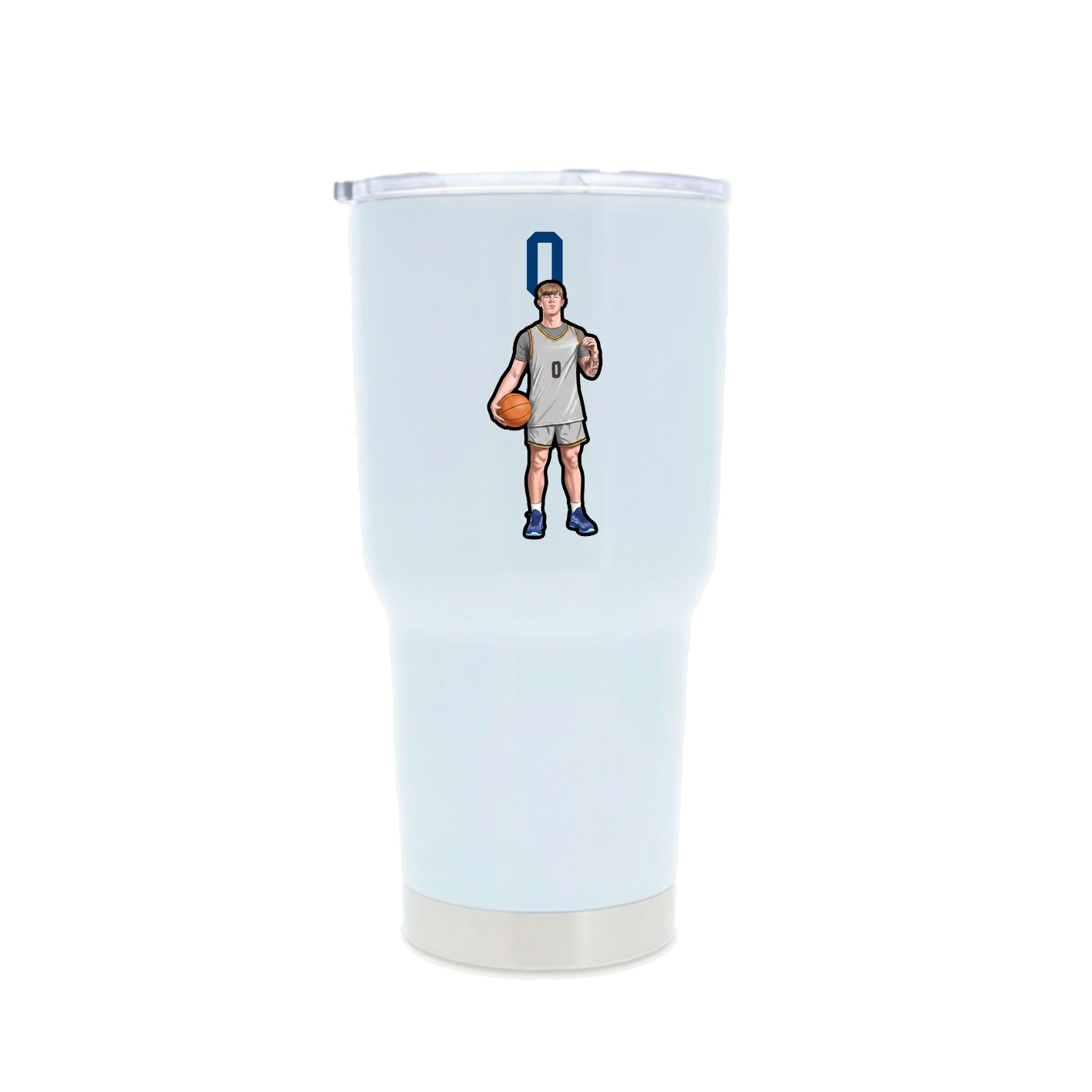 30oz Stainless Steel Tumbler — Number Top in White
